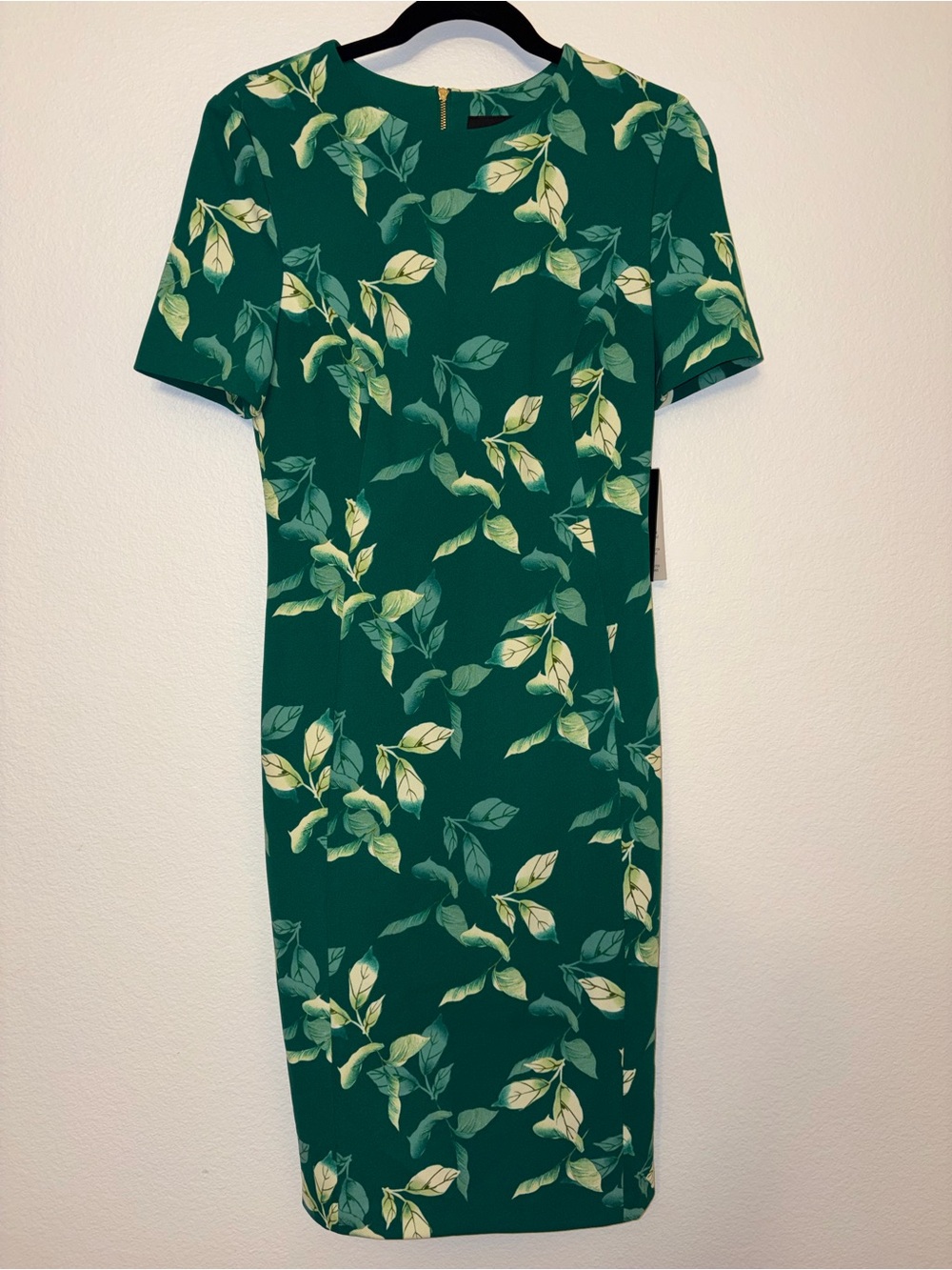 NWT Investments Green Leaf Floral Short Sleeve Sheath Dress Size 4